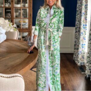 CK Bradley Monteith Caftan Maxi Shirt Dress 100% Cotton Abstract Medium